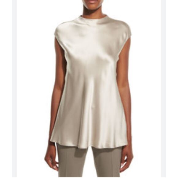 Lafayette 148 New York Tops - Lafayette 148 New York Gene Silk Blouse Women's Large Ca[ Sleeve Champagne